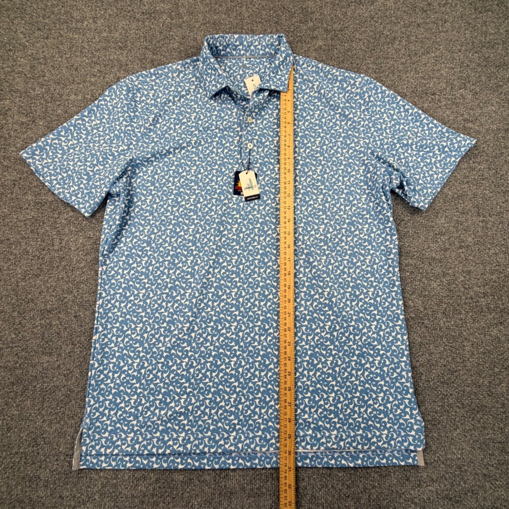 Johnnie-O Mens Prep-Formance Polo Shirt Liberty Blue Scroll Print JMPO461 Large - Picture 3 of 10